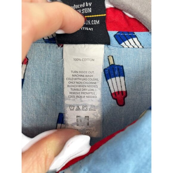 Fifth Sun Button Up Shirt Men’s Medium Red White Blue Popsicle Short Sleeve - Picture 3 of 5
